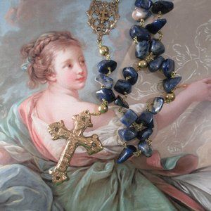 Blessed Sacrament Rosary, Tumbled Sodalite, Eucharist Prayer